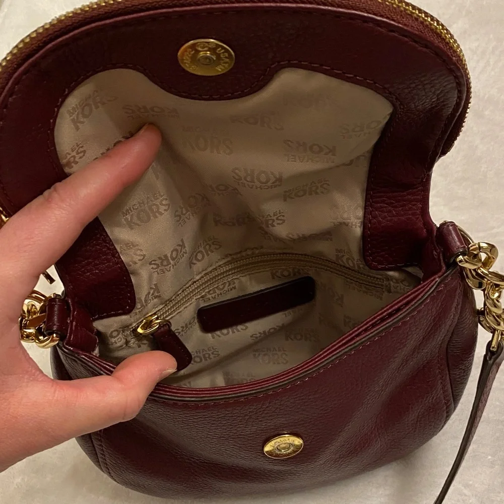 Michael Kors Dark Red Crossbody Bag with Gold Accents - Picture 5 of 8